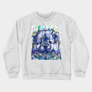 CHOW CHOW PUPPY - watercolor and ink portrait Crewneck Sweatshirt